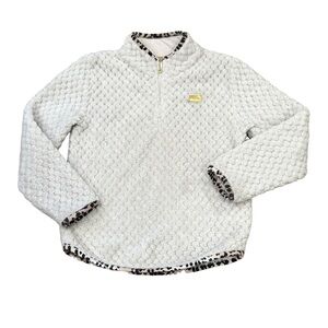 Juicy Couture Sherpa 1/4 Zip Pullover with Leopard Print Trim Girls 6